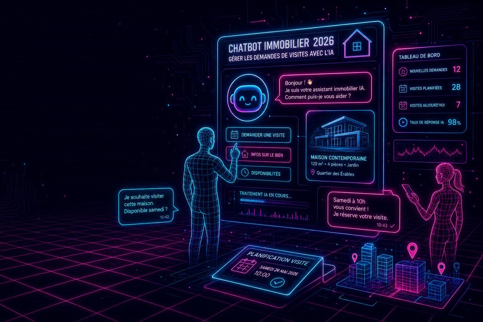 découvrez comment le chatbot immobilier 2026 utilise l'intelligence artificielle pour optimiser la gestion des demandes de visites, offrant une expérience rapide et personnalisée aux clients.