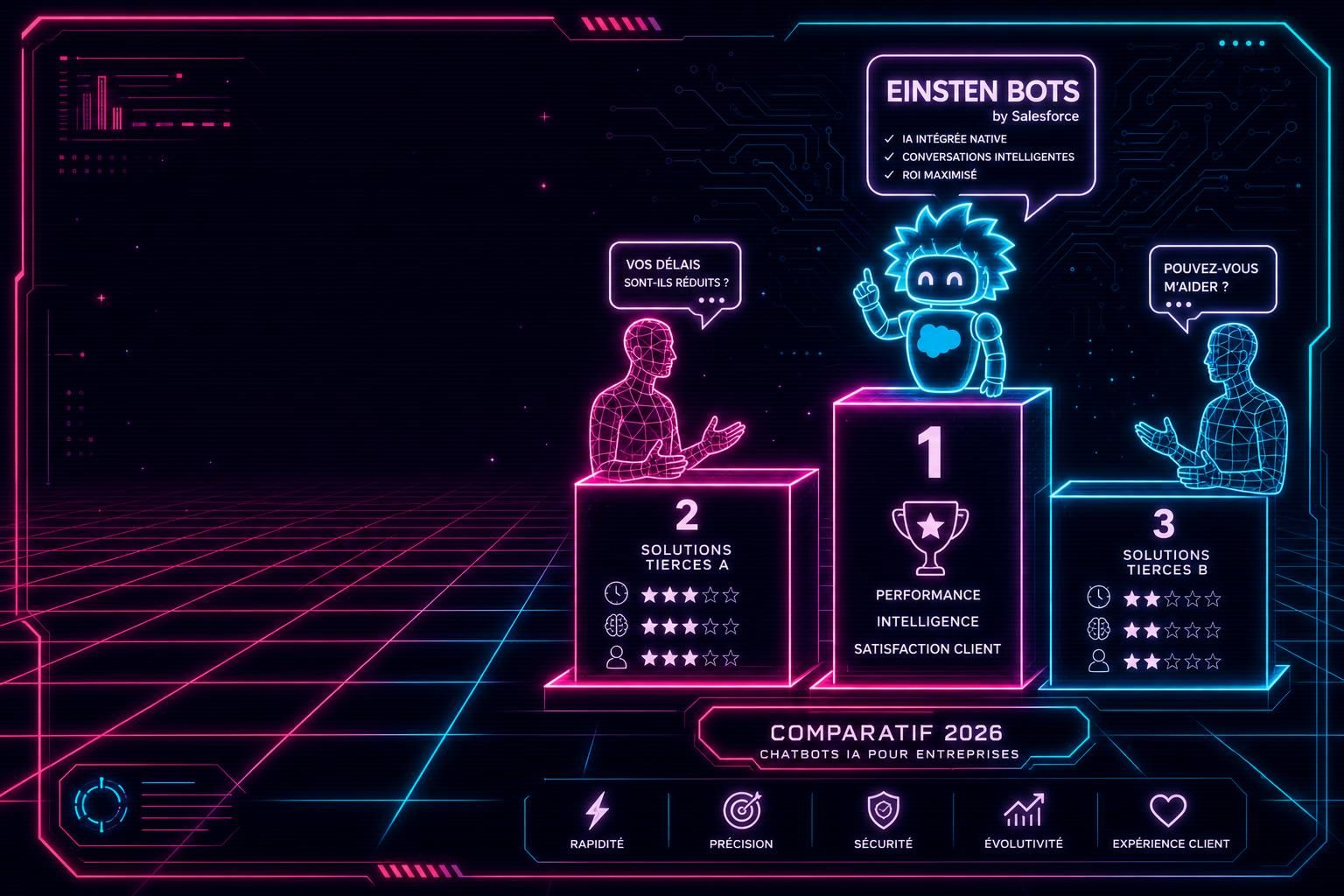 découvrez le comparatif complet entre einstein bots et les solutions tierces pour chatbots salesforce en 2026. guide détaillé pour choisir la meilleure option adaptée à vos besoins.